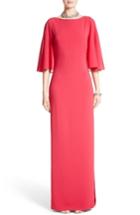 Women's St. John Evening Embellished Stretch Cady Cape Back Gown