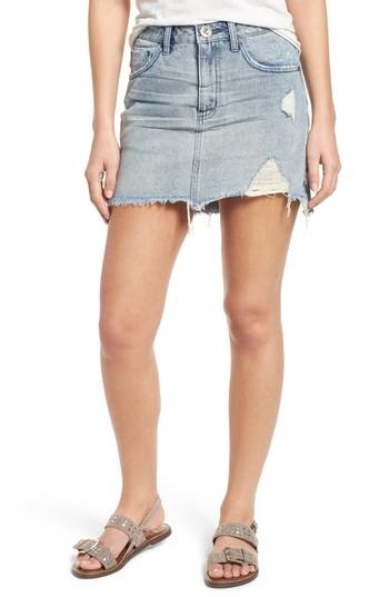 Women's One Teaspoon Distressed Denim Miniskirt - Blue