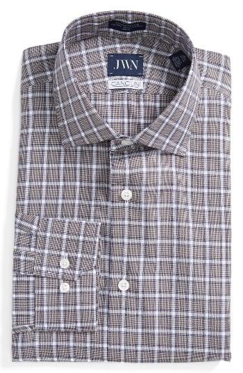 Men's John W. Nordstrom Trim Fit Plaid Dress Shirt 34/35 - Blue