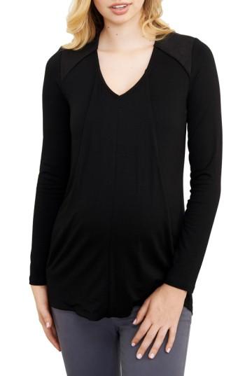Women's Maternal America V-neck Maternity/nursing Top - Black
