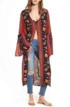 Women's Band Of Gypsies Bell Sleeve Kimono /small - Red