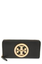 Women's Tory Burch Charlie Leather Continental Wallet - Black