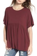 Women's Soprano Oversize Peplum Tee - Burgundy