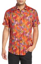Men's Robert Graham Gallagher Classic Fit Silk Blend Sport Shirt, Size - Red