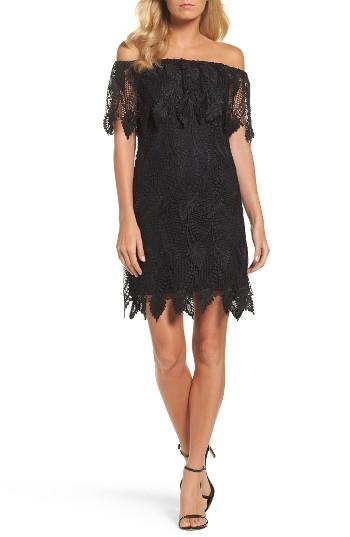 Women's Adrianna Papell Off The Shoulder Lace Dress - Black