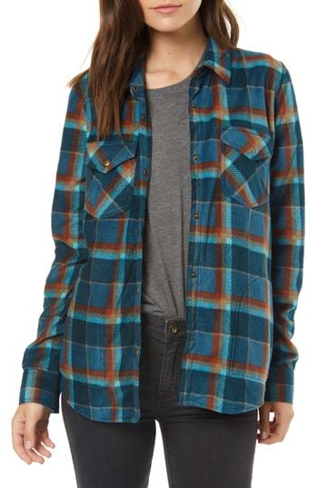 Women's O'neill Zuma Plaid Fleece Flannel Shirt - Blue/green