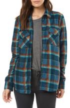 Women's O'neill Zuma Plaid Fleece Flannel Shirt - Blue/green