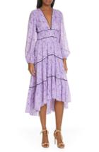 Women's Ulla Johnson Joan Floral Print Cotton & Silk Midi Dress - Purple