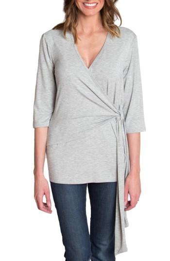 Women's Udderly Hot Mama Whimsical Nursing Wrap Top (6-8 Us) - Grey