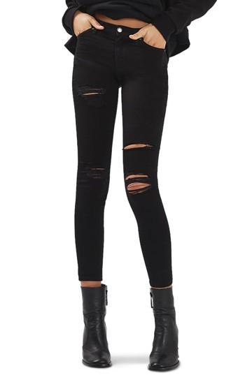 Women's Topshop Leigh Super Rip Skinny Jeans X 32 - Black