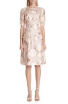 Women's Lela Rose Holly Floral Fil Coupe Fit & Flare Dress - Pink