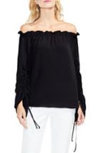 Women's Vince Camuto Off The Shoulder Ruched Sleeve Blouse - Black