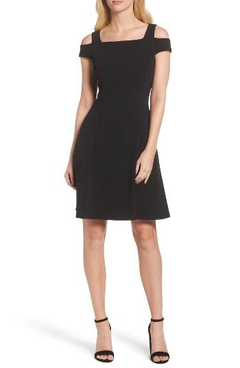 Women's Vince Camuto Cold Shoulder Crepe Dress - Black