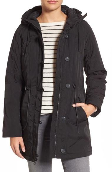 Women's Marc New York By Andrew Marc 'chrissy' Rain Coat With Removable Hood