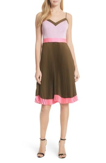 Women's Milly Jill Pleated Stretch Silk Dress - Pink