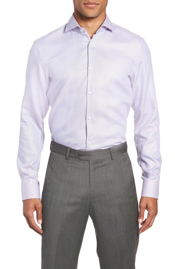 Men's Boss X Nordstrom Jerrin Slim Fit Solid Dress Shirt - Purple