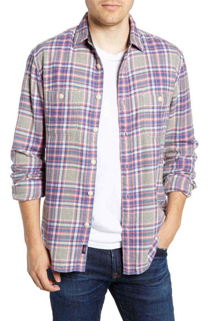 Men's Faherty Seasons Regular Fit Plaid Flannel Shirt - Blue