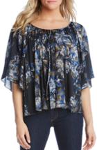 Women's Karen Kane Angel Sleeve Print Top - Blue