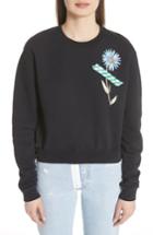 Women's Off-white Flower Tape Crop Sweatshirt - Black