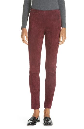 Women's Polo Ralph Lauren Pull-on Skinny Suede Pants - Burgundy