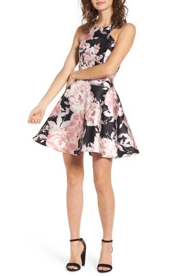 Women's Speechless Mikado Skater Dress - Black