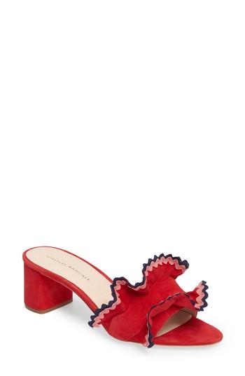 Women's Loeffler Randall Vera Ruffled Slide Sandal .5 M - Red