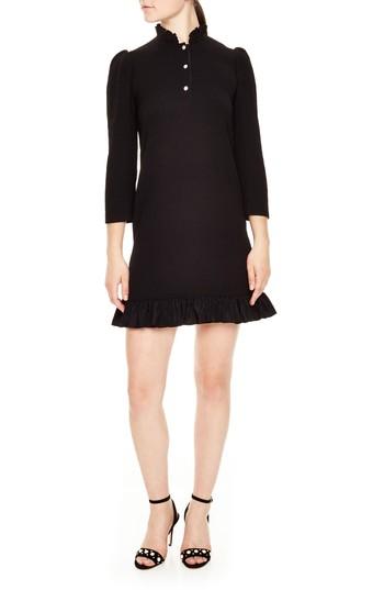 Women's Sandro Felice Ruffle Textured Dress - Black