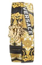 Men's Versace Baroque Print Leather Belt 5 Eu - Black White And Gold