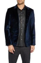 Men's John Varvatos Star Usa Velvet Jacket With Leather Trim R - Blue
