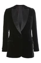 Women's Topshop Velvet Tuxedo Blazer Us (fits Like 0-2) - Black