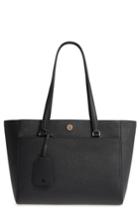Tory Burch Small Robinson Leather Tote - Black