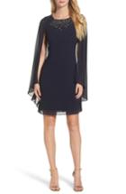 Women's Vince Camuto Embellished Caped Sheath Dress - Blue