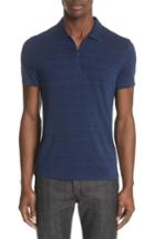 Men's John Varvatos Stripe Zip Polo Shirt - Blue