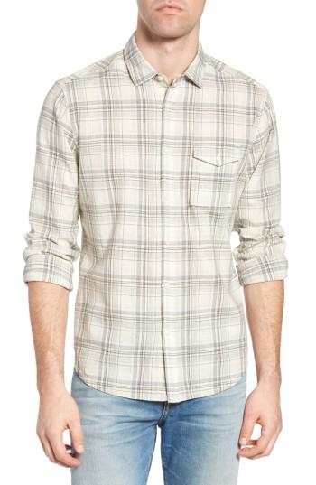 Men's Jeremiah Henri Regular Fit Plaid Cotton & Linen Sport Shirt - Beige