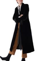 Women's Sosken Gala Long Quilted Velvet Coat - Black