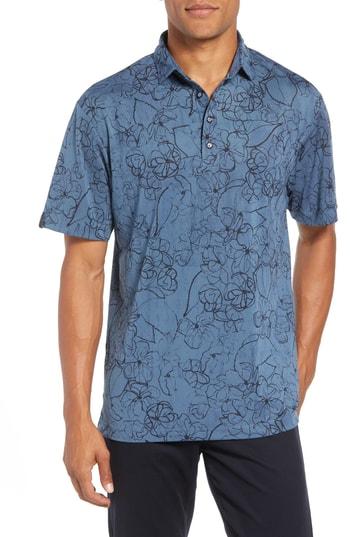 Men's Devereux Lanai Print Performance Polo - Blue