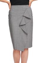 Women's 1.state Ruffle Glen Plaid Pencil Skirt - Black