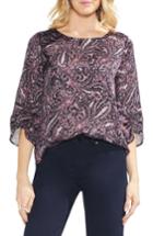 Women's Vince Camuto Ruched Sleeve Boatneck Paisley Blouse - Blue