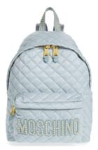 Moschino Studded Logo Quilted Nylon Backpack - Blue