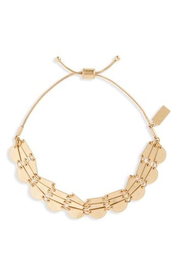 Women's Canvas Jewelry Three-row Disc Charm Bolo Bracelet