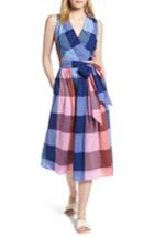 Women's 1901 Plaid Cotton Wrap Style Dress - Coral