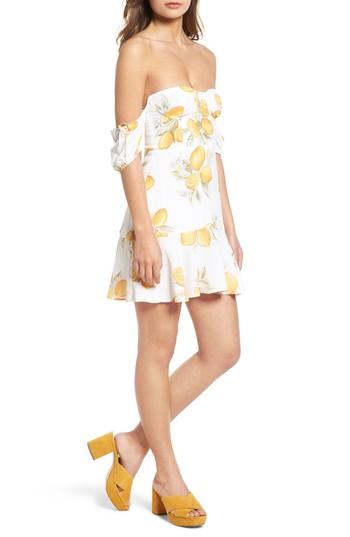Women's For Love & Lemons Lemonade Off The Shoulder Minidress - Yellow