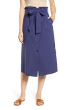 Women's All In Favor Button Front Midi Skirt - Blue