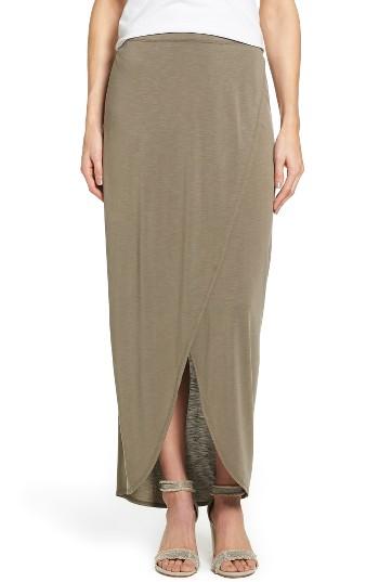 Petite Women's Nic+zoe Boardwalk Knit Wrap Maxi Skirt, Size P - Green