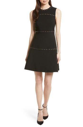 Women's Kate Spade New York Studded A-line Crepe Dress - Black