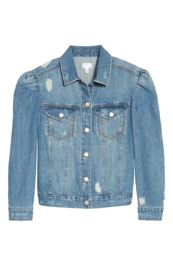 Women's Bp. Puff Sleeve Denim Jacket, Size - Blue