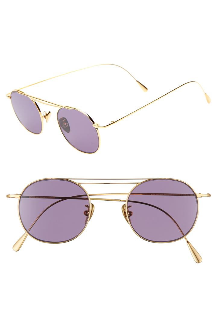 Women's Cutler And Gross 47mm Polarized Round Sunglasses - Gold/ Purple