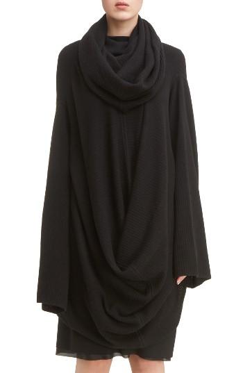 Women's Rick Owens Virgin Wool Drape Tunic - Black