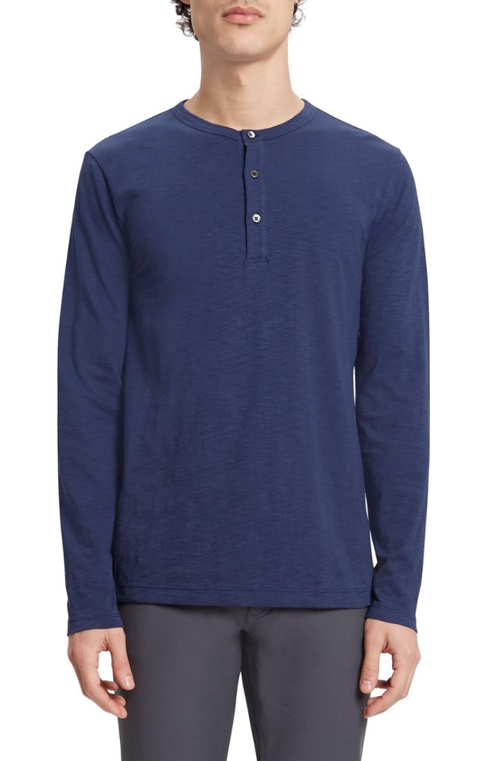 Men's Theory Essential Slubbed Long Sleeve Henley - Blue