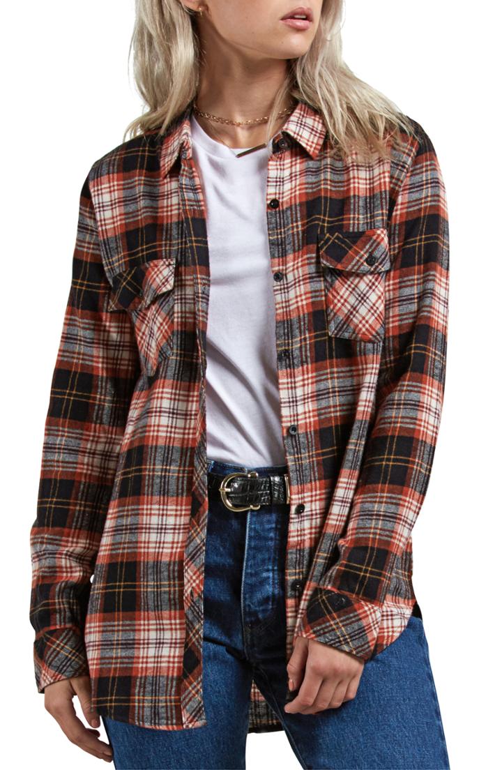 Women's Volcom Getting Rad Plaid Top